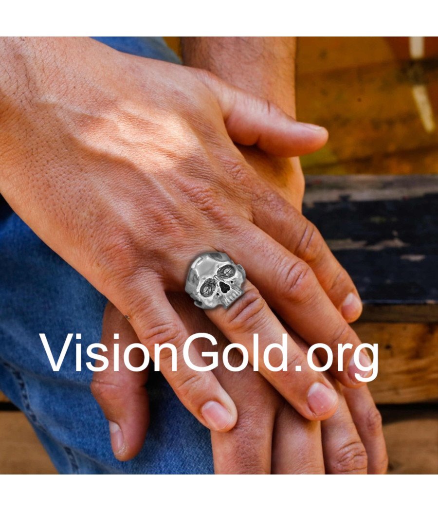 Εντυπωσιακό Ανδρικό Δαχτυλίδι Με Νεκροκεφαλή | Ανδρικά