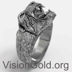 Anillo de hombre de plata con cabeza de tigre 0037