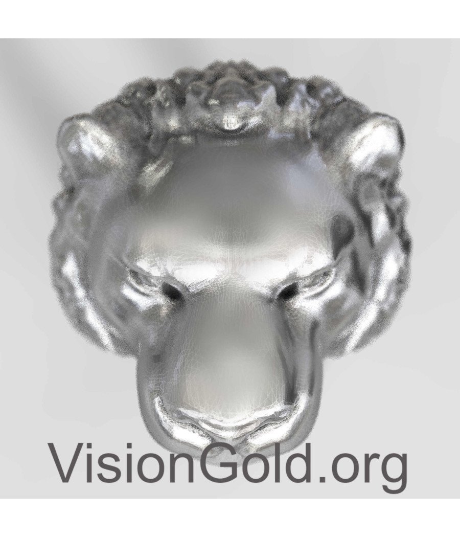 Серебряное кольцо со львом для мужчин 0038