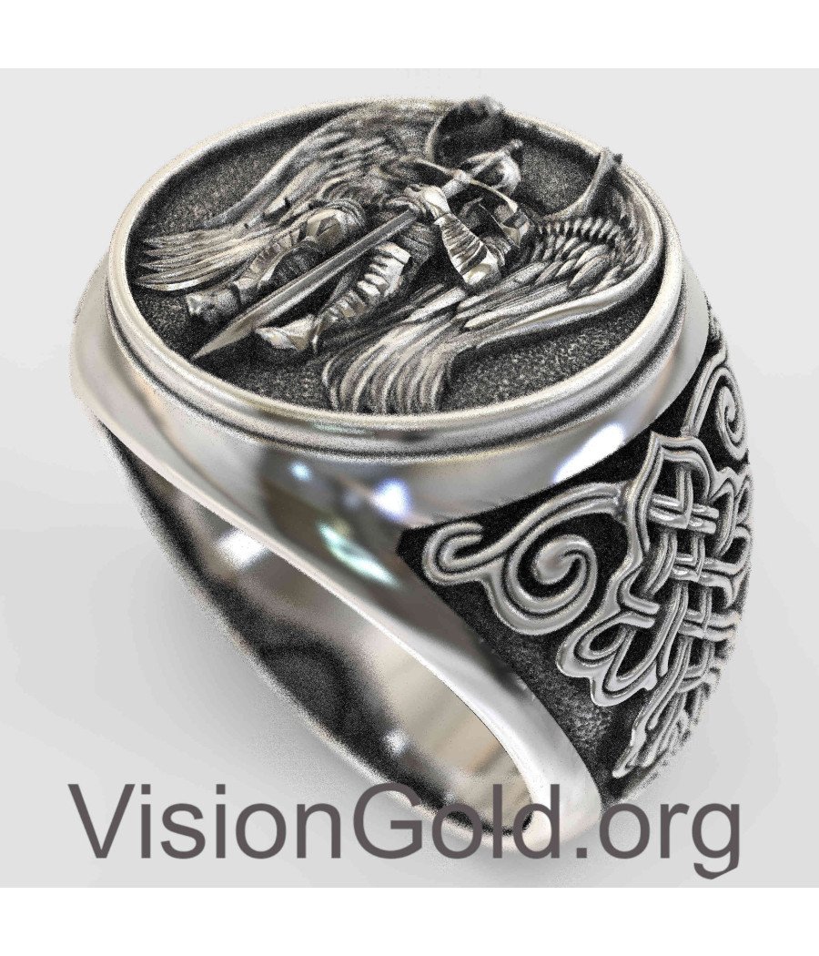 Серебряное кольцо St Michael Signet для мужчин 0798