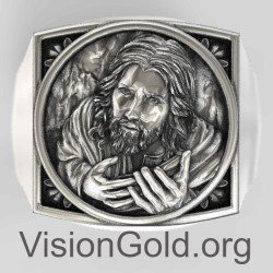 Jesus Christ Face Signet Ring for Men 0684