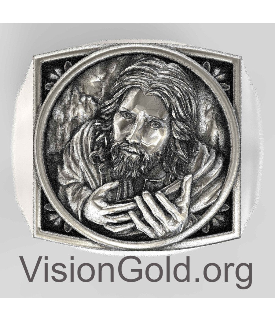 Jesus Christ Face Signet Ring for Men 0684
