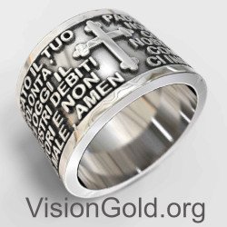 Стерлинговое Серебряное Молитвенное Кольцо «Отче наш Господь»