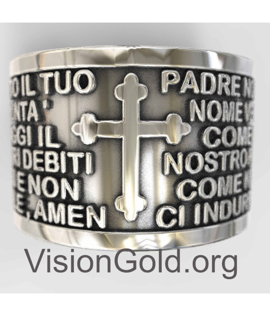 Ασημένιο Ανδρικό Δαχτυλίδι Amen Padre Nuestro 0507