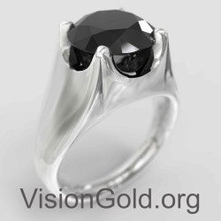 Eleganter Silber Herrenring mit schwarzem Stein 0053