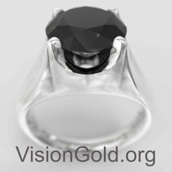 Elegante zilveren herenring met zwarte steen 0053