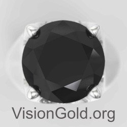 Elegante zilveren herenring met zwarte steen 0053