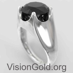 Elegante zilveren herenring met zwarte steen 0053