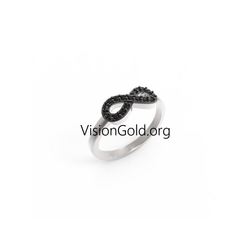 Женское кольцо бесконечности ручной работы из серебра 925 пробы или золота K14