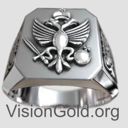 Handmade 925 Silver Double Headed Eagle Signet Ring 0018