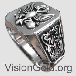 Ανδρικό Δαχτυλίδι Με Δικέφαλο Αετό | Ασημένια Ανδρικά