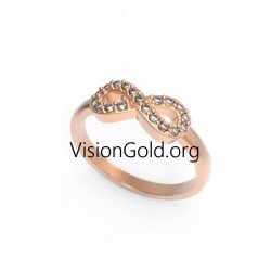 Женское кольцо бесконечности ручной работы из серебра 925 пробы или золота K9 0168