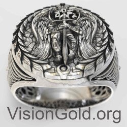 Серебряное кольцо St Michael Pinky Signet для мужчин 0799