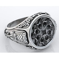 Винтажные мужские кольца из стерлингового серебра - Винтажное мужское кольцо с печаткой 0062