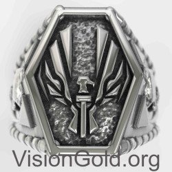 Skull Biker Silver Men Ring 0068