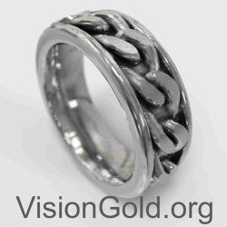 Anillo Cadena Cubana Plata 0072