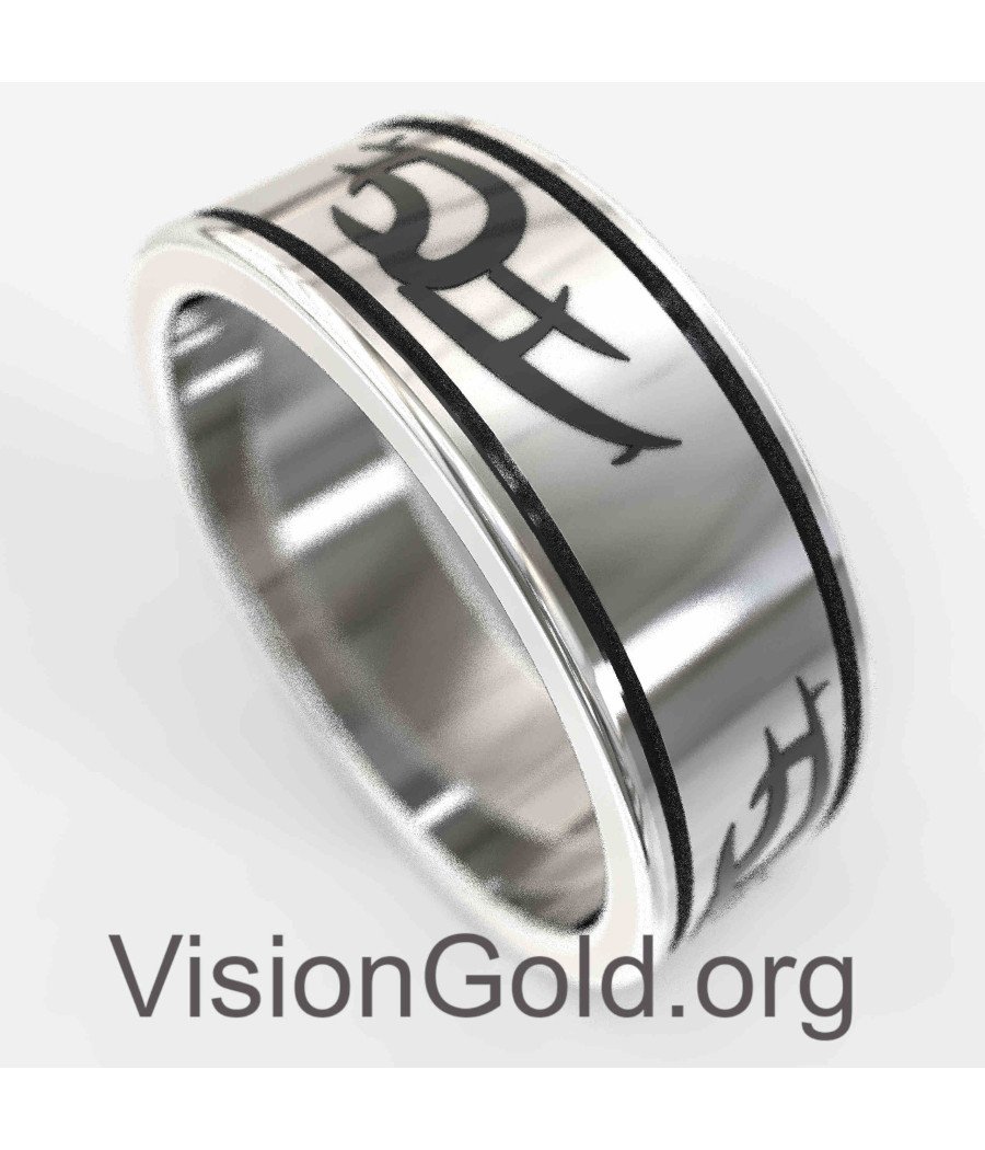 Элегантное мужское кольцо из стерлингового серебра ручной