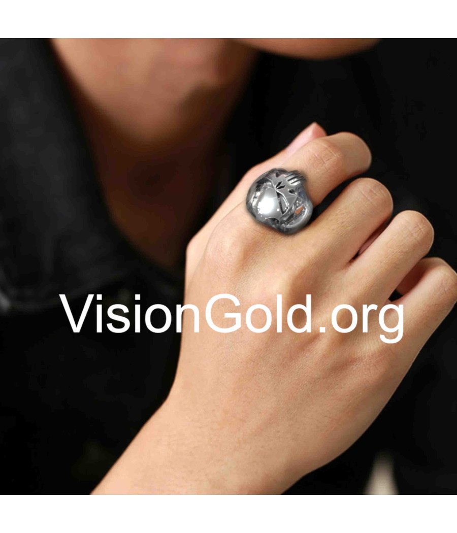 Серебряное мужское кольцо с черепом Карателя 0078