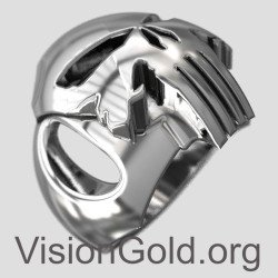 Серебряное мужское кольцо с черепом Карателя 0078