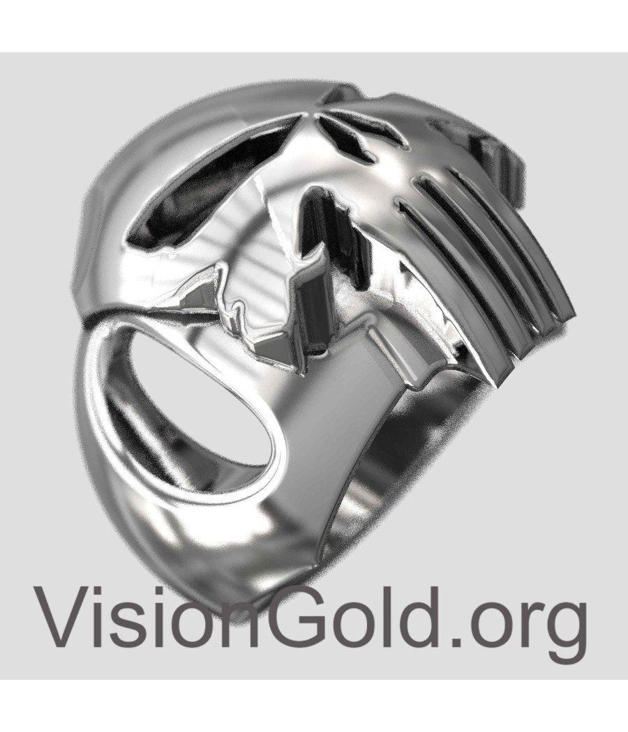 Ασημενιο Δαχτυλιδι Νεκροκεφαλή Punisher 0078