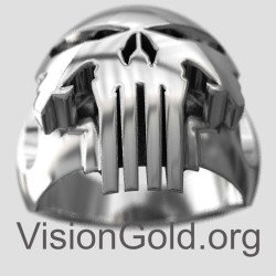 Ασημενιο Δαχτυλιδι Νεκροκεφαλή Punisher 0078