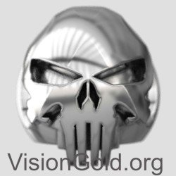 Ασημενιο Δαχτυλιδι Νεκροκεφαλή Punisher 0078
