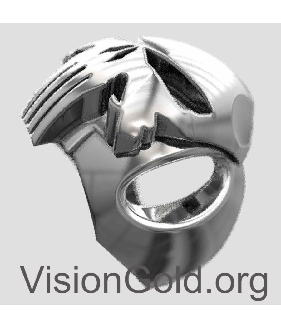 Silver Men's Punisher Skull Ring 0078