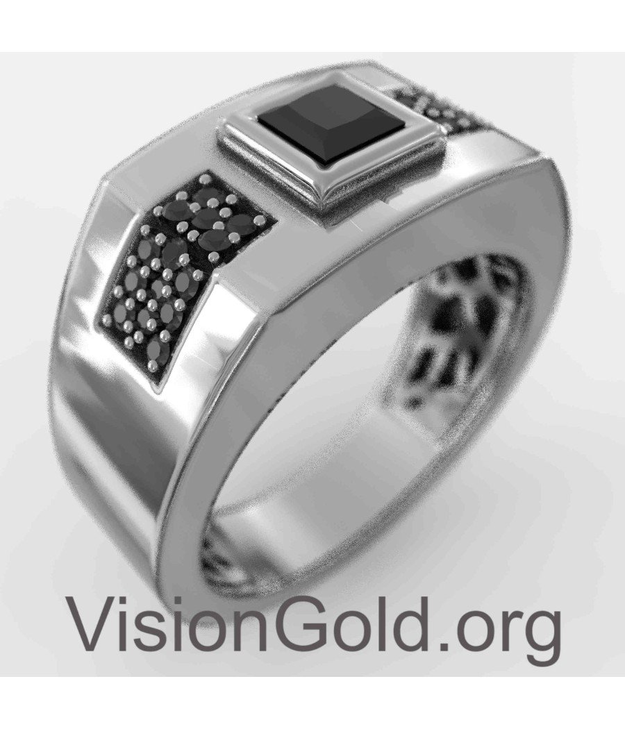Ανδρικό Δαχτυλίδι Με Μαύρη Πέτρα | Δώρο Για Γαμπρό-Κουμπάρο 0086