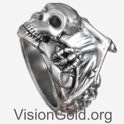 Δαχτυλίδι Νεκροκεφαλή Με Φτερά 0081
