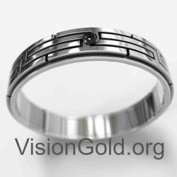 Mens Silver Wedding Band With Stone 0087