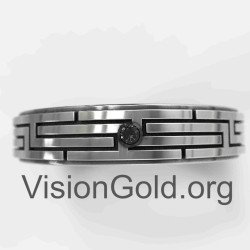 Мужское серебряное обручальное кольцо с камнем 0087