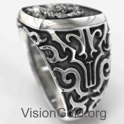 Мужское кольцо Святой Георгий Победоносец Серебро 925 Печатная