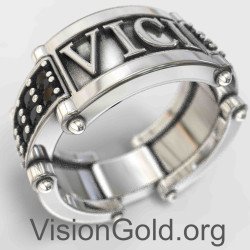 Veni Vidi Vici Sterling Silver Band Ring for Men 0096