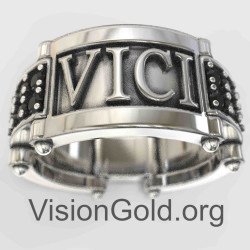 Veni Vidi Vici Sterling Silver Band Ring for Men 0096