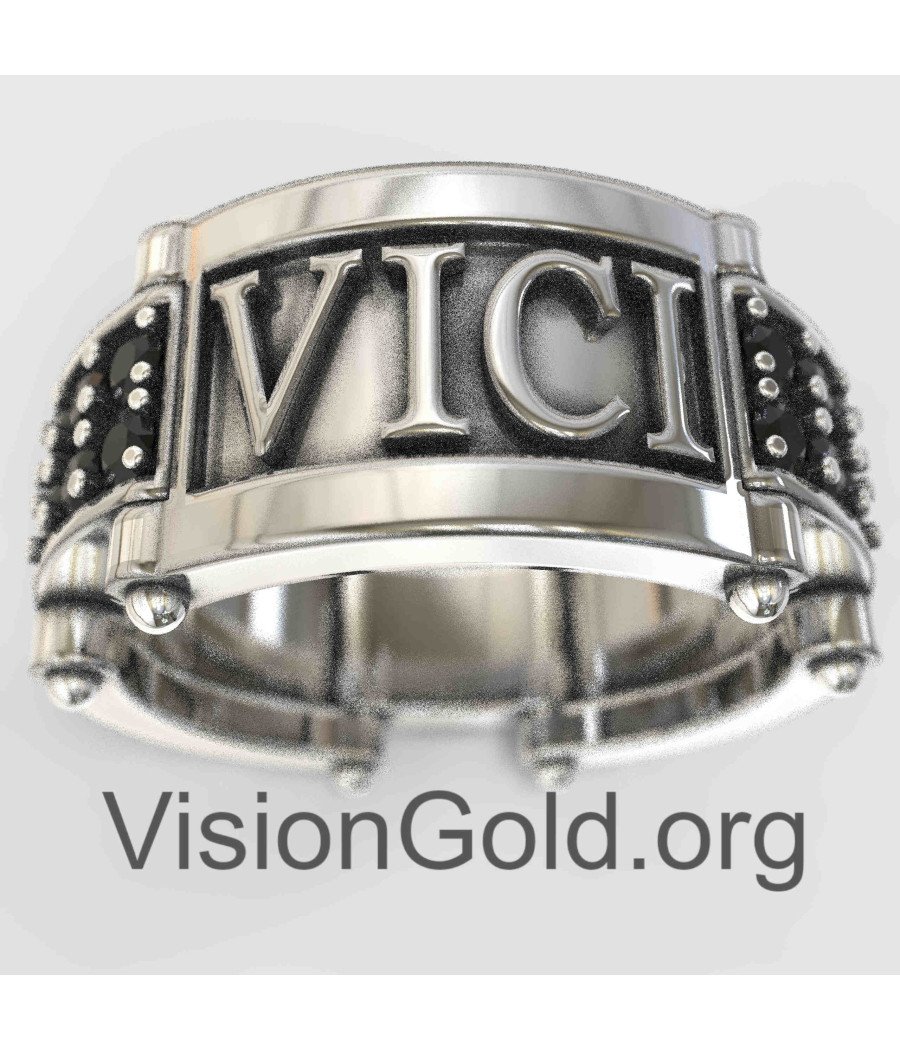 Veni Vidi Vici Sterling Silver Band Ring for Men 0096