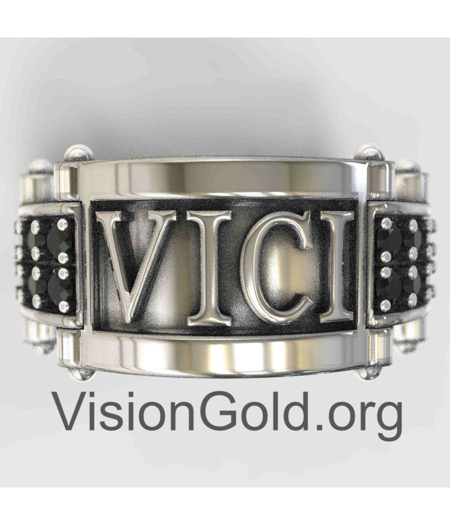 Veni Vidi Vici Sterling Silver Band Ring for Men 0096