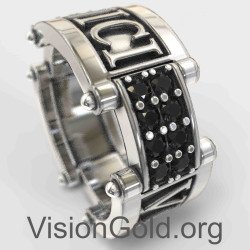 Veni Vidi Vici Sterling Silver Band Ring for Men 0096