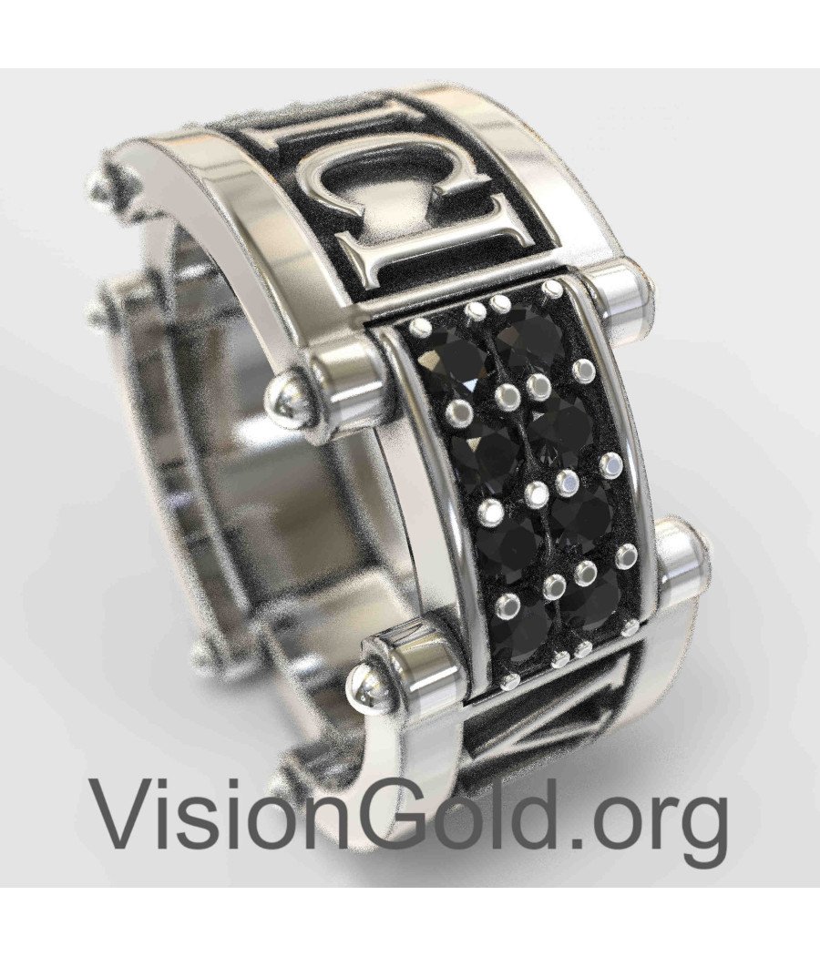 Veni Vidi Vici Sterling Silver Band Ring for Men 0096