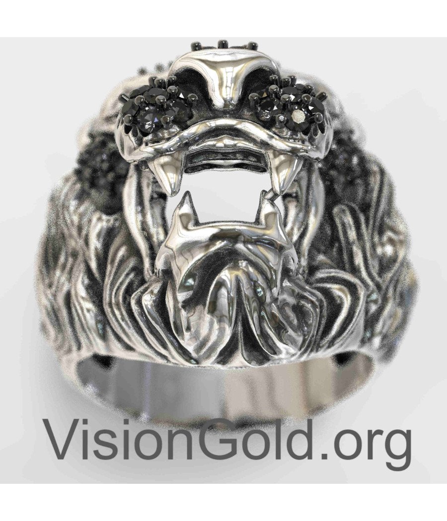 Silber Herren Löwe Ring 0102