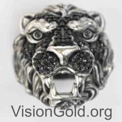 Ασημενιο Ανδρικο Δαχτυλιδι Λιονταρι 0102