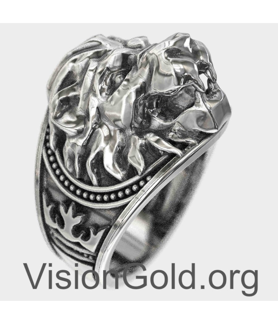 Ασημένιο Ανδρικό Δαχτυλίδι Λιοντάρι 0056