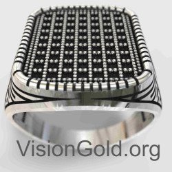 Fashion Sterling Silver Black Stone Ring 0801