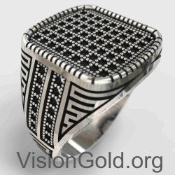 Fashion Sterling Silver Black Stone Ring 0801