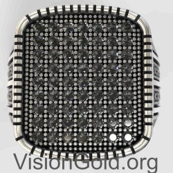 Στυλάτο Ασημένιο Ανδρικό Δαχτυλίδι Με Μαύρες Πέτρες 0801