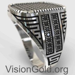 Fashion Sterling Silver Black Stone Ring 0801