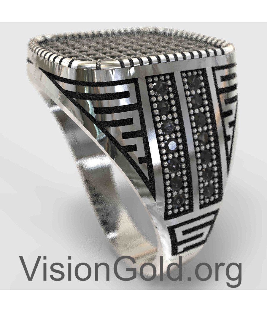 Fashion Sterling Silver Black Stone Ring 0801