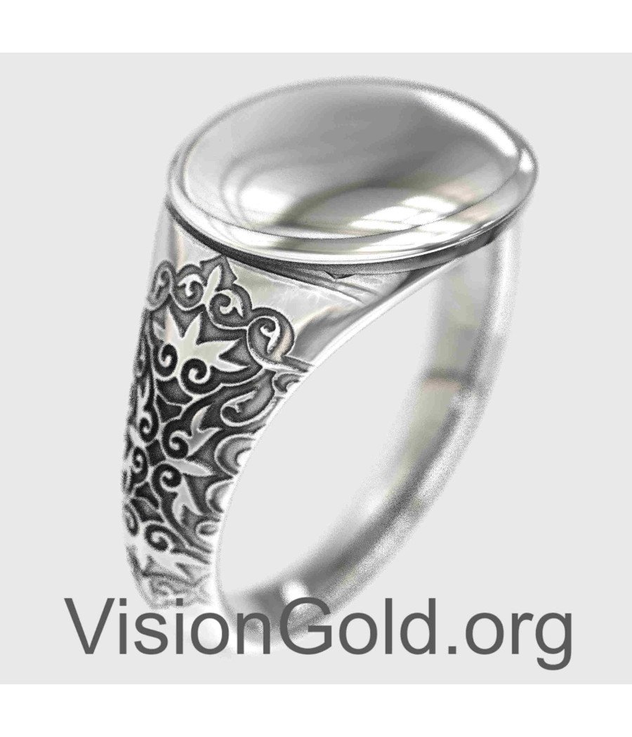 Men Personalized Signet Pinky Ring For Engraving 0024a