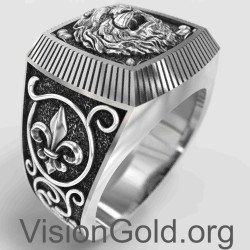 Мужское кольцо-печатка ручной работы из стерлингового серебра с