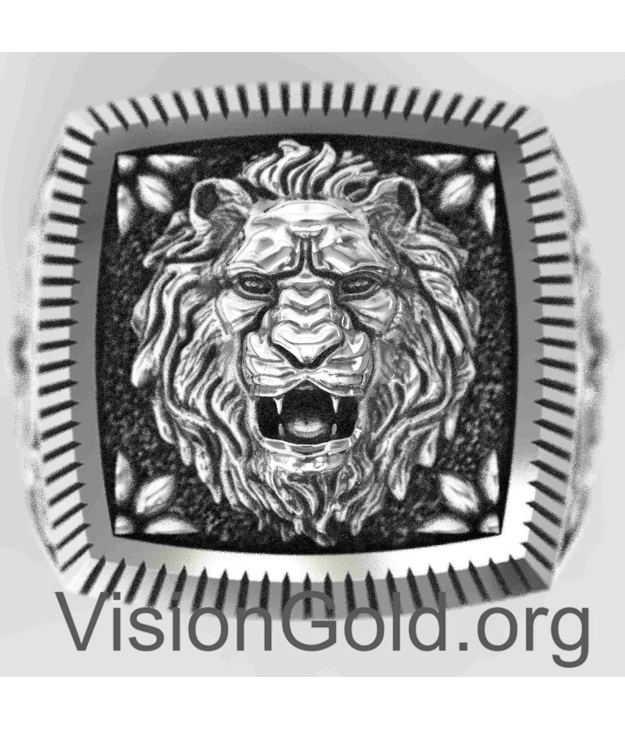 Handmade Lion Sterling Silver Men's Signet Ring 0158