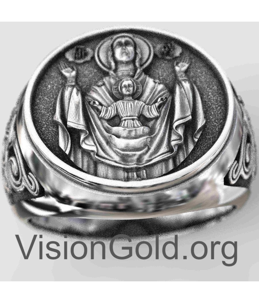 Anillo de sello de la Virgen María y el Niño Jesús 0188